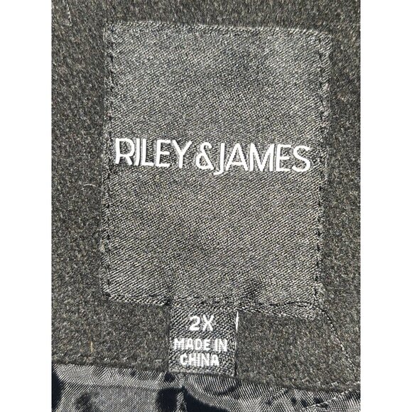 Riley & James Womens Wool Blend Coat 2X Black Double Breasted Winter Jacket - Picture 7 of 7